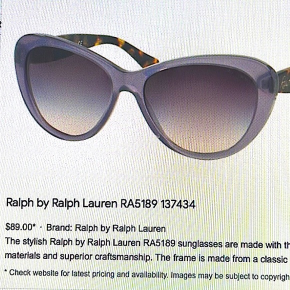 PREOWNED RALPH LAUREN RA 5190 SUNGLASSES ( NICE ) CAT EYE PURPLE TORTOISE - Picture 1 of 12